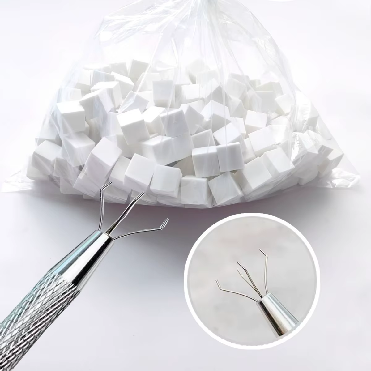 Pince à épiler en acier inoxydable pour nail art, éponge douce, décoration de manucure, stylo à pois
