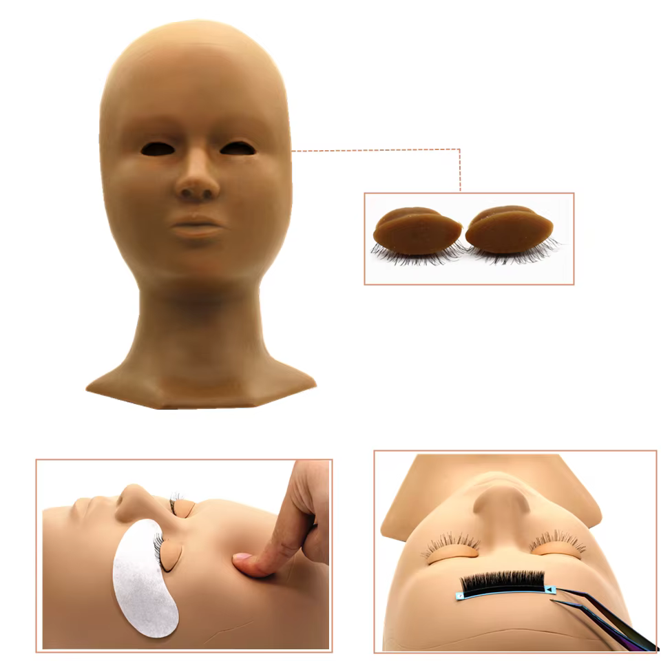 Tête de Mannequin pour extension de cils, kit de formation avec paupières amovibles, têtes de modèle