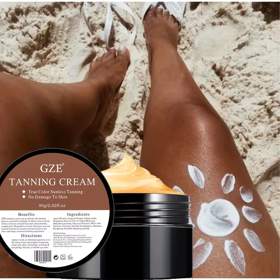 GZE été peau auto-bronzage crème sans soleil auto-bronzant pour visage corps pour lueur naturelle co