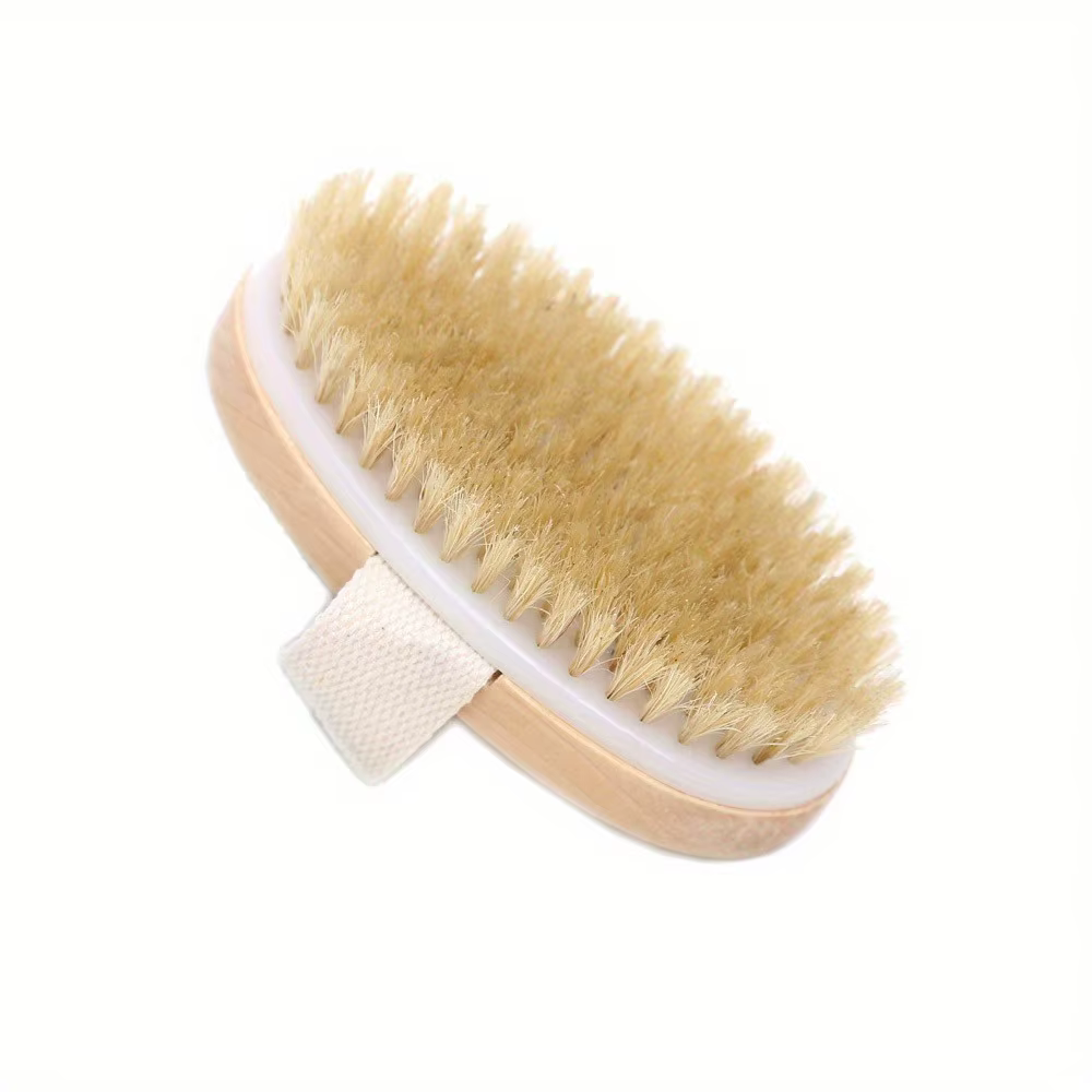 Brosse pour le corps sec à poils naturels, pour peau sèche et humide, exfoliante, Circulation lympha
