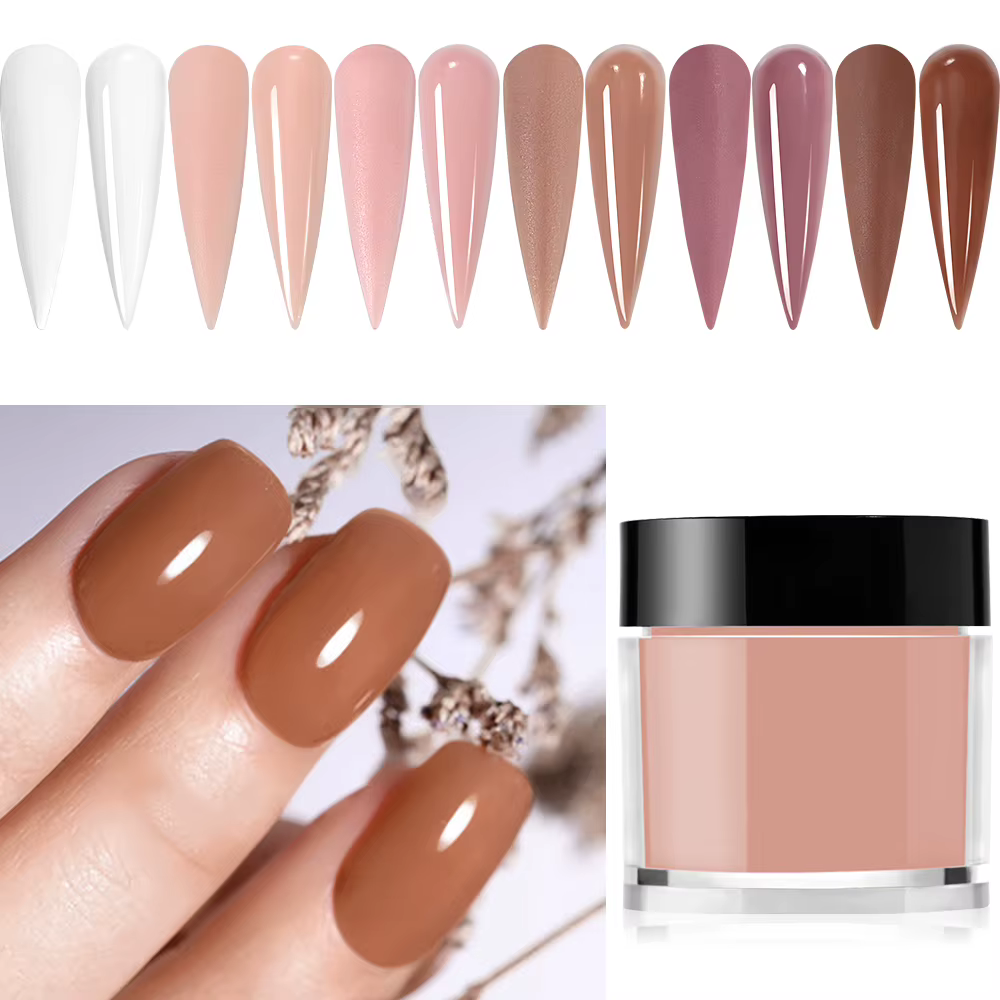 Poudre acrylique professionnelle, 6 couleurs/ensemble, rose clair, blanc, Nude, polymère pour Extens