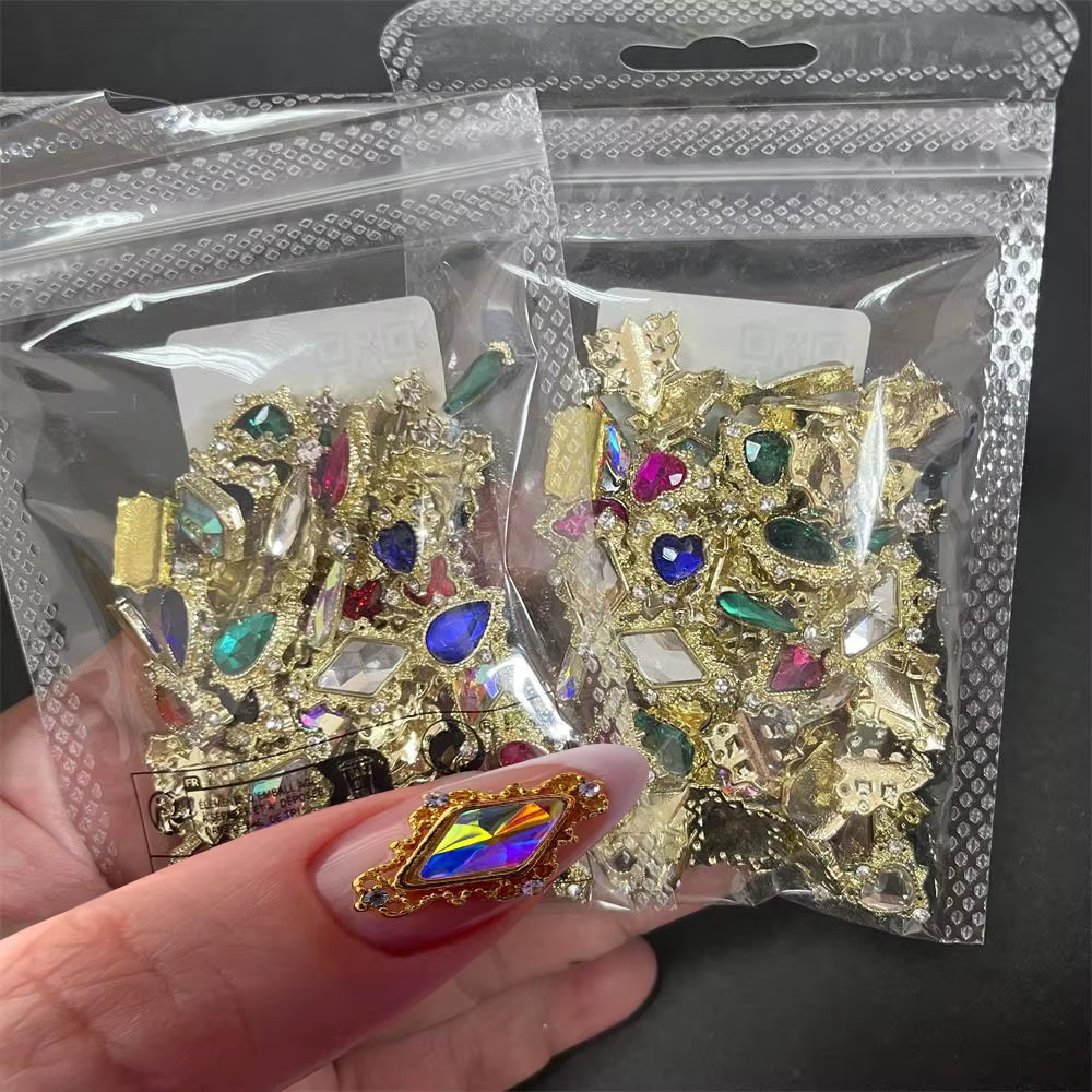 Mélange de strass pour Nail Art, 60 pièces, cœur/carré/goutte d'eau, gros bijoux en cristal irisé AB