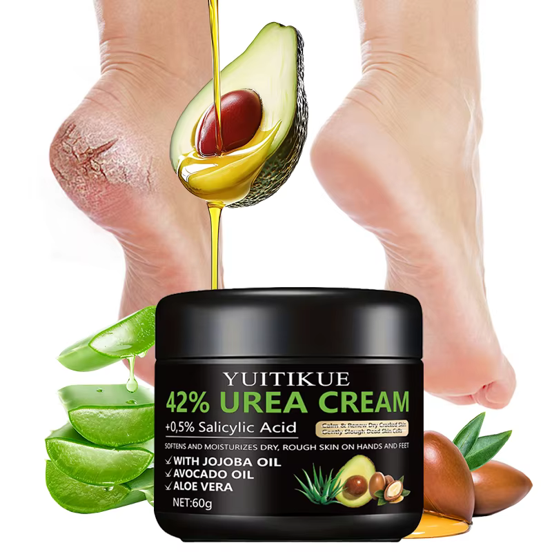 Crème pour les pieds à l'urée - Produit pour réparer les talons craquelés, exfoliant la peau morte, 