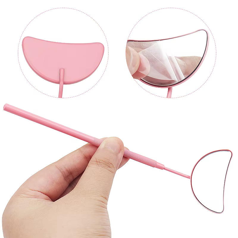 Miroir d'extension de cils en forme de lune, 1 pièce, détachable, en acier inoxydable, miroir de maq