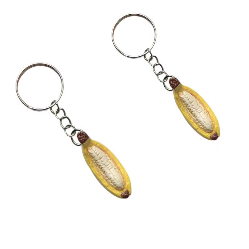 Porte-clés en résine avec motif banane pour la relaxation et la guérison de l'anxiété, fait main pou