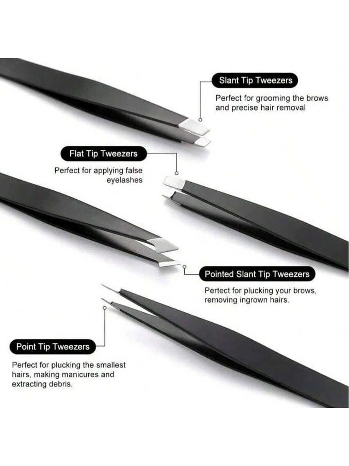 Pincettes à sourcils polyvalentes, paquet de 4 outils de maquillage pour resserrer les sourcils en a