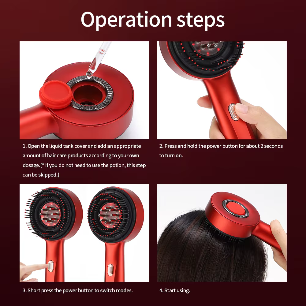 Peigne de Massage électrique à vibrations, thérapie à la lumière rouge, brosse de Massage pour la cr