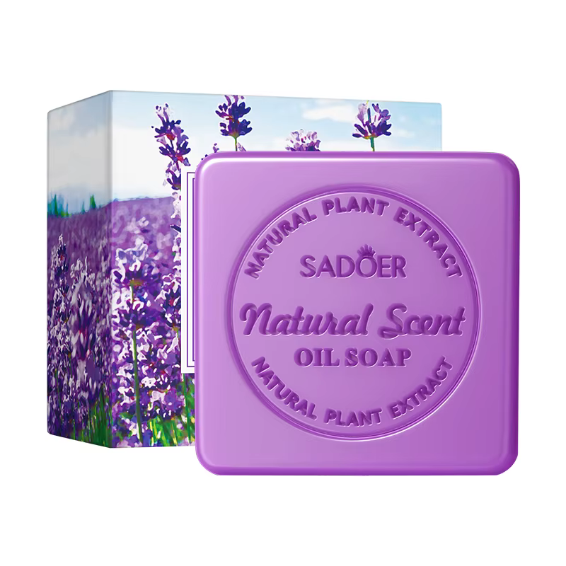 Savon à l'huile essentielle de lavande SADOER, savon artisanal nettoyant et hydratant pour le visage