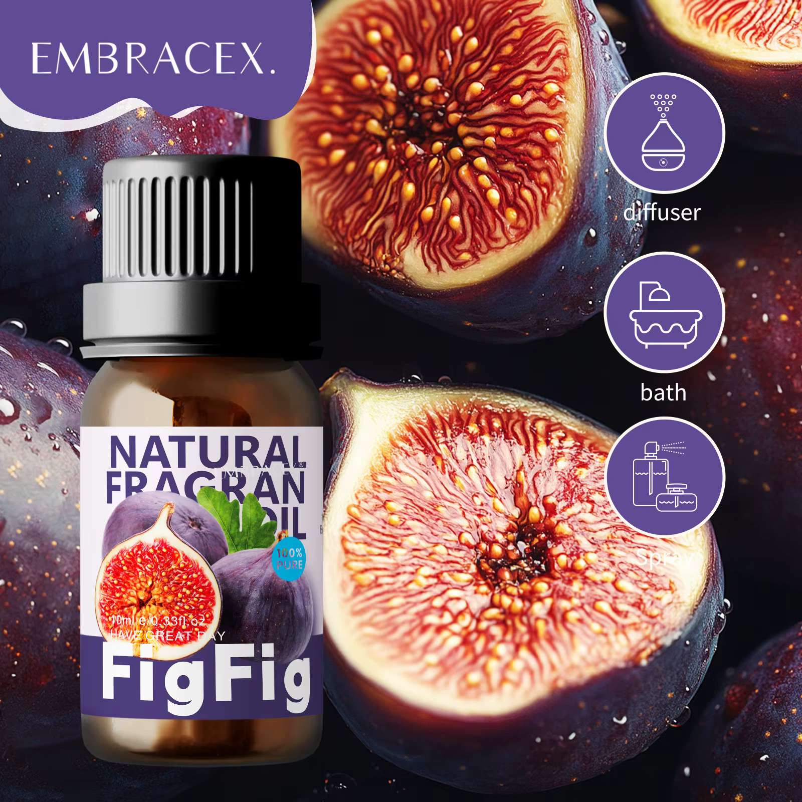 Huile essentielle de figue 10ml, huile parfumée aux fruits, huile de massage pour le corps, soin de 