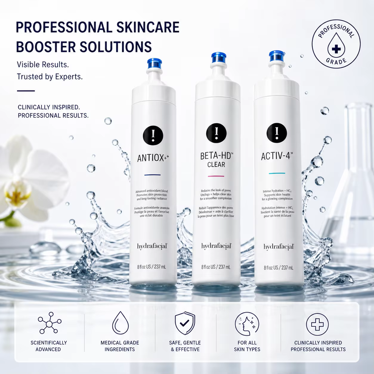 Ensemble de solutions pour le visage Hydra Beauty pour appareil d'hydrodermabrasion Activ4 BetaHD An