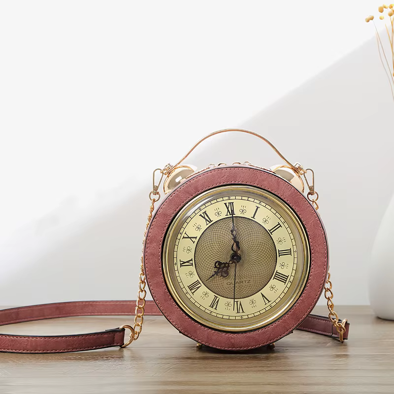 Nouveau sac à main rétro pour femme 2026, sac créatif en forme d'horloge, et petit sac rond original