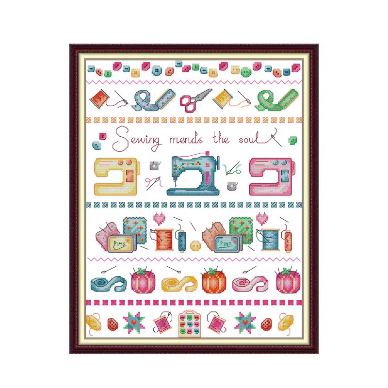 Kit de point de croix à coudre à la main, toile imprimée 14ct 11ct, broderie DIY faite à la main