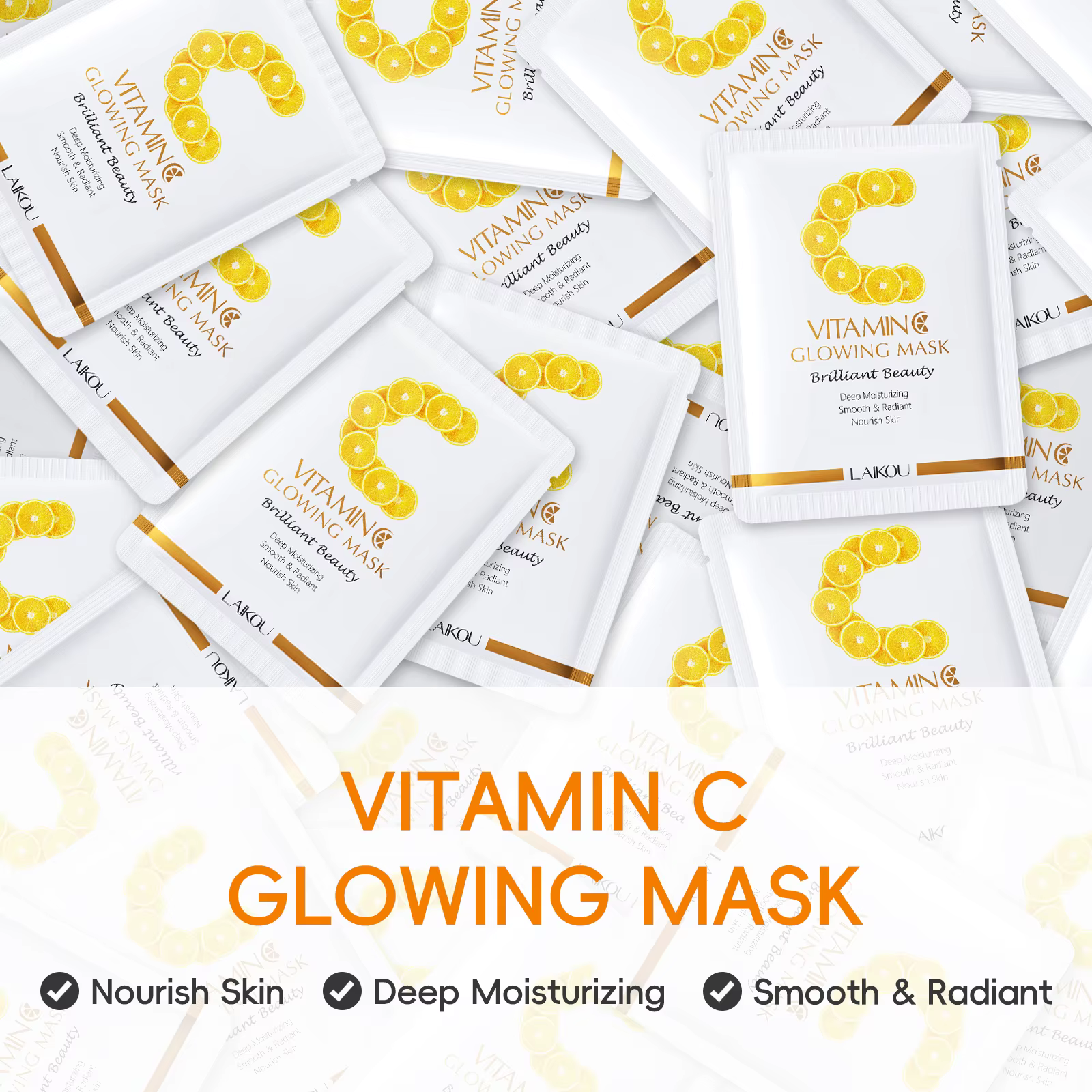 LAIKOU – masque lumineux à la vitamine C, feuille éclaircissante, masque hydratant, Anti-âge, soins 