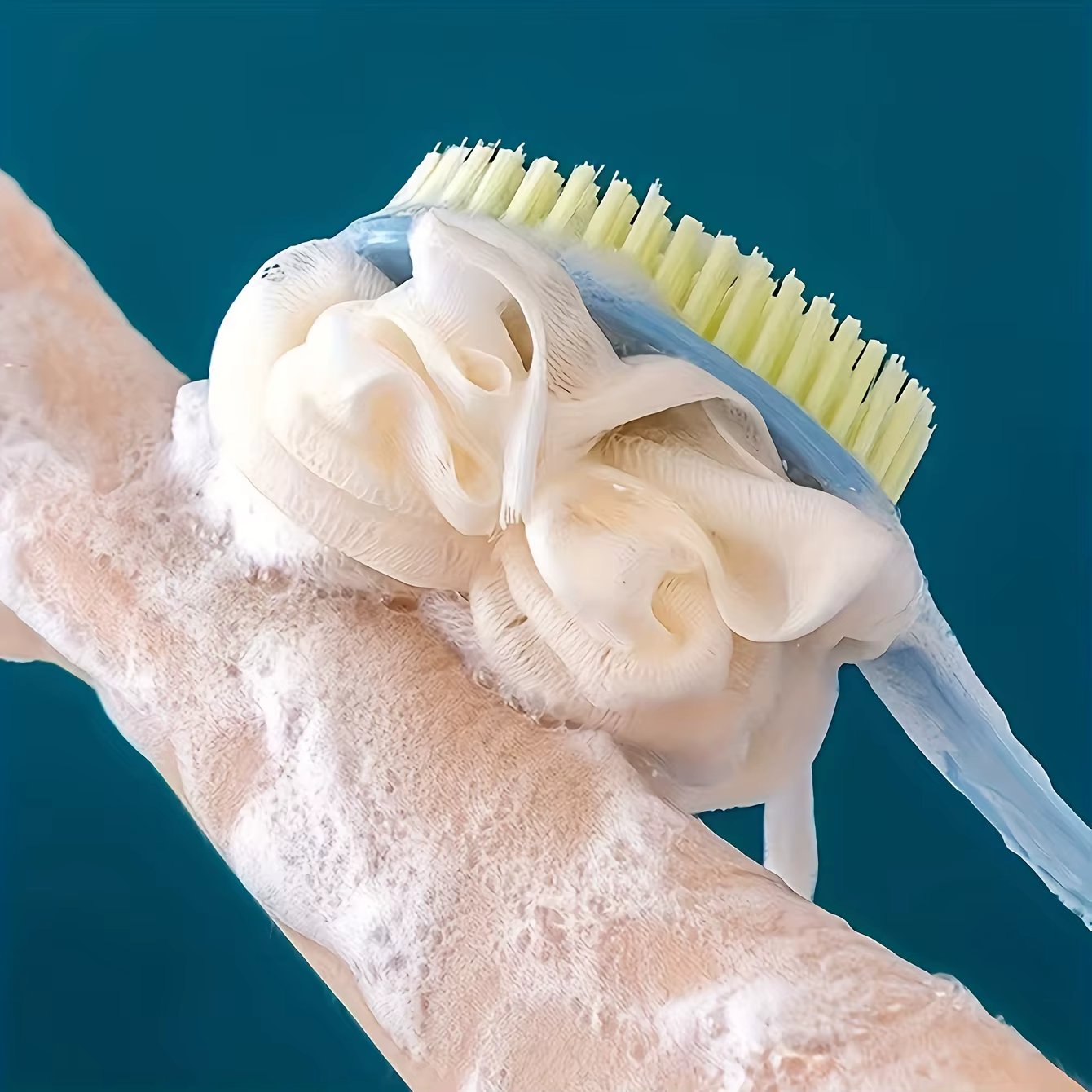 Loofah-Brosse de bain à poils doux pour hommes et femmes, brosse de douche incurvée à long manche, l