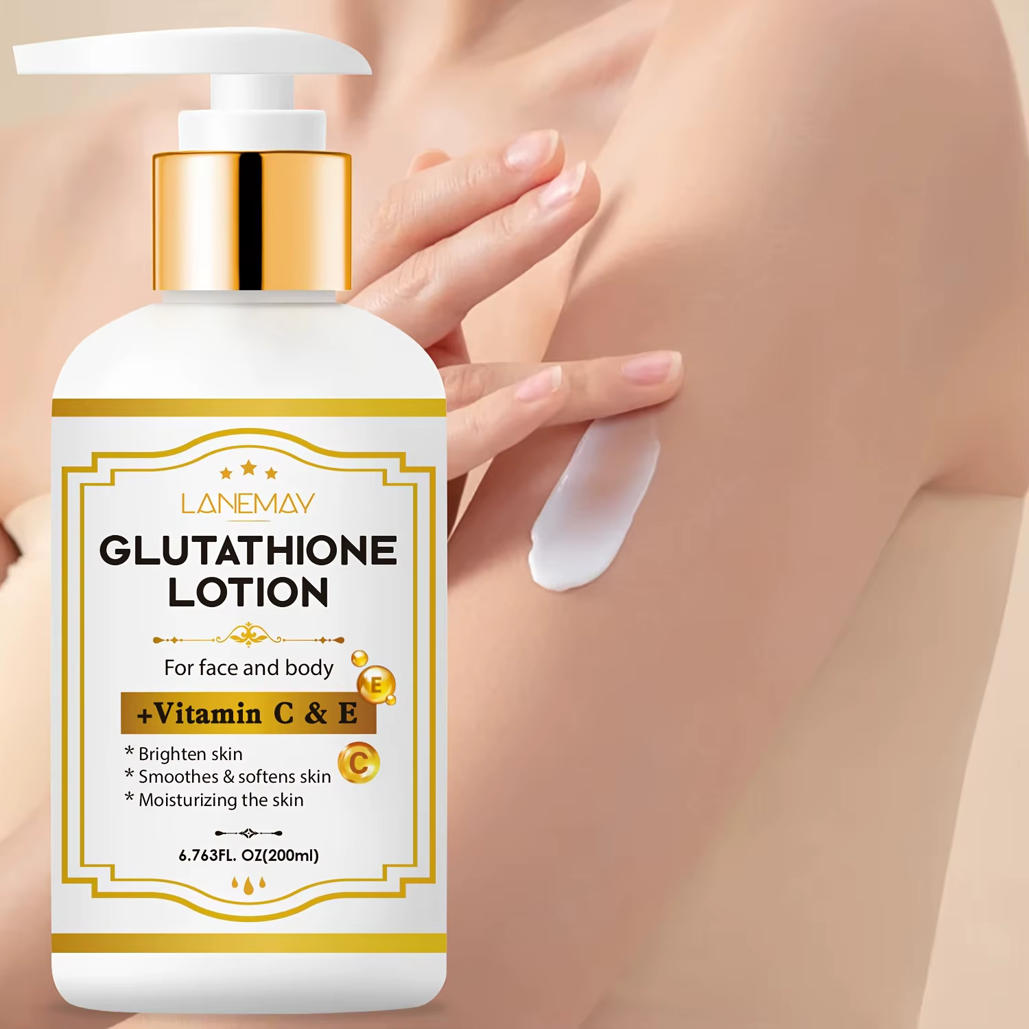 Lotion au glutathion avec vitamine C&E - Hydratant éclaircissant, hydratant pour le visage et le cor