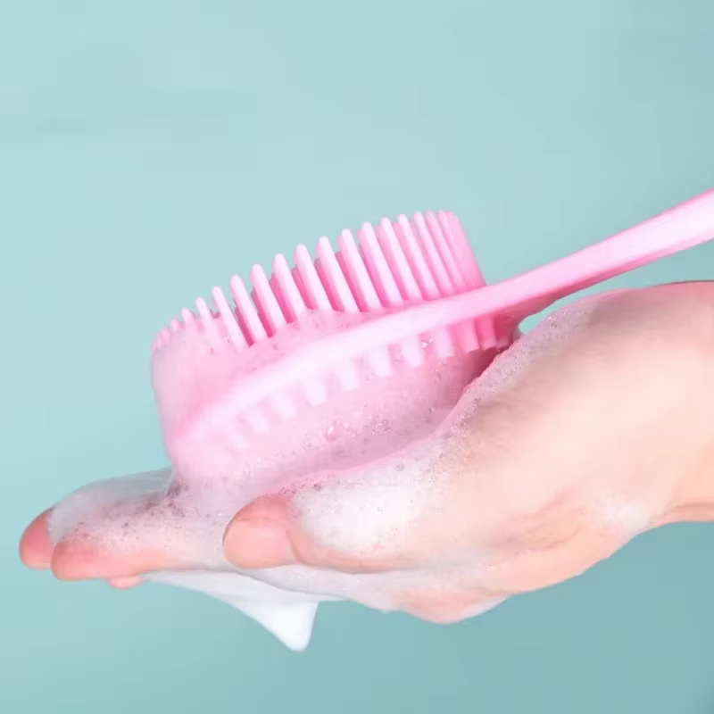 Brosse de douche à Long manche en Silicone, outils de bain paresseux à cheveux doux, épurateur de do
