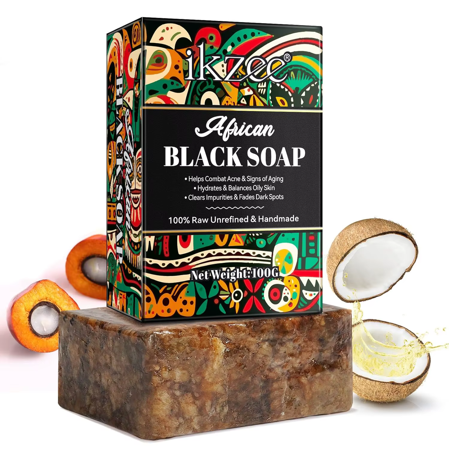 Savon noir africain biologique, savon africain pour l'acné et les taches foncées, barre de savon noi