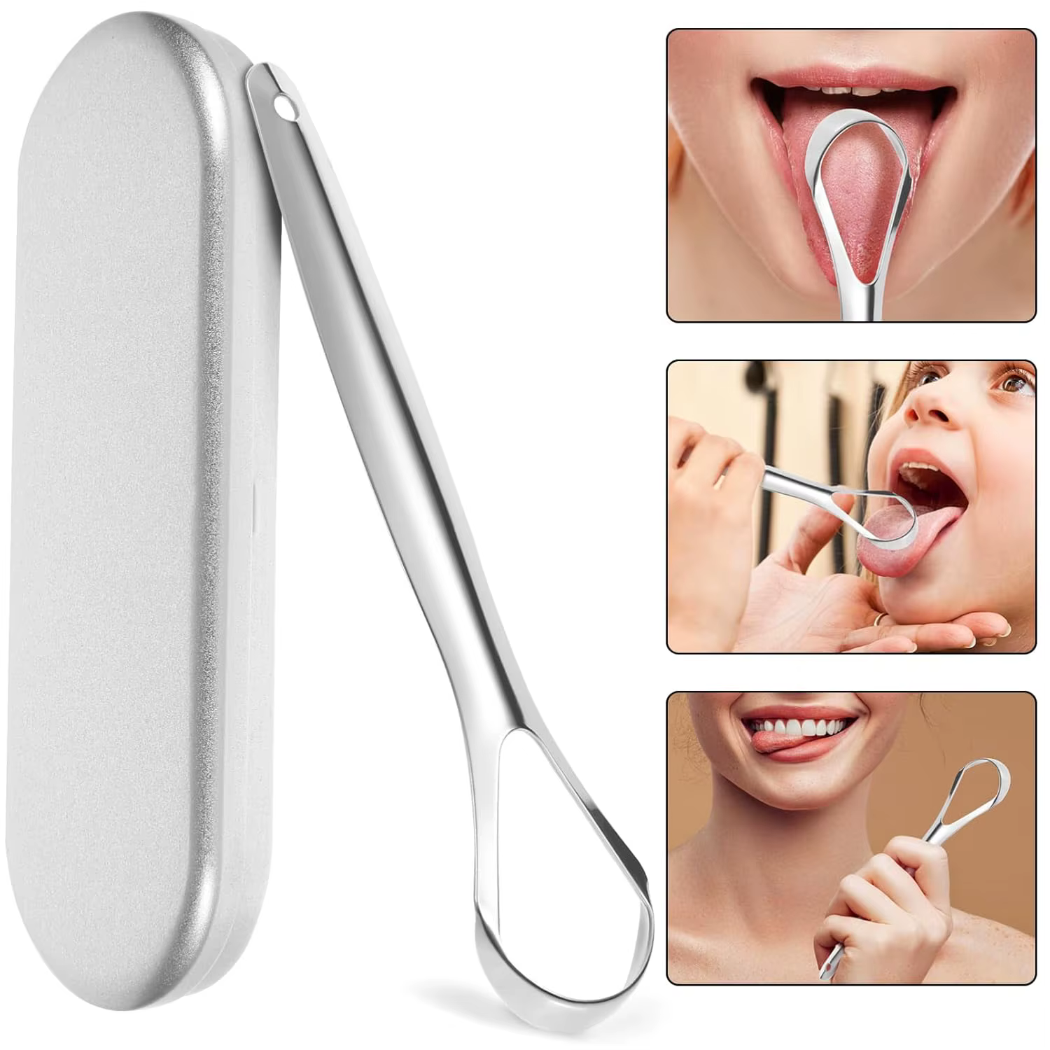 Nettoyeurs de langue en acier inoxydable, grattoir à langue pour adultes, garçons et filles, outils 