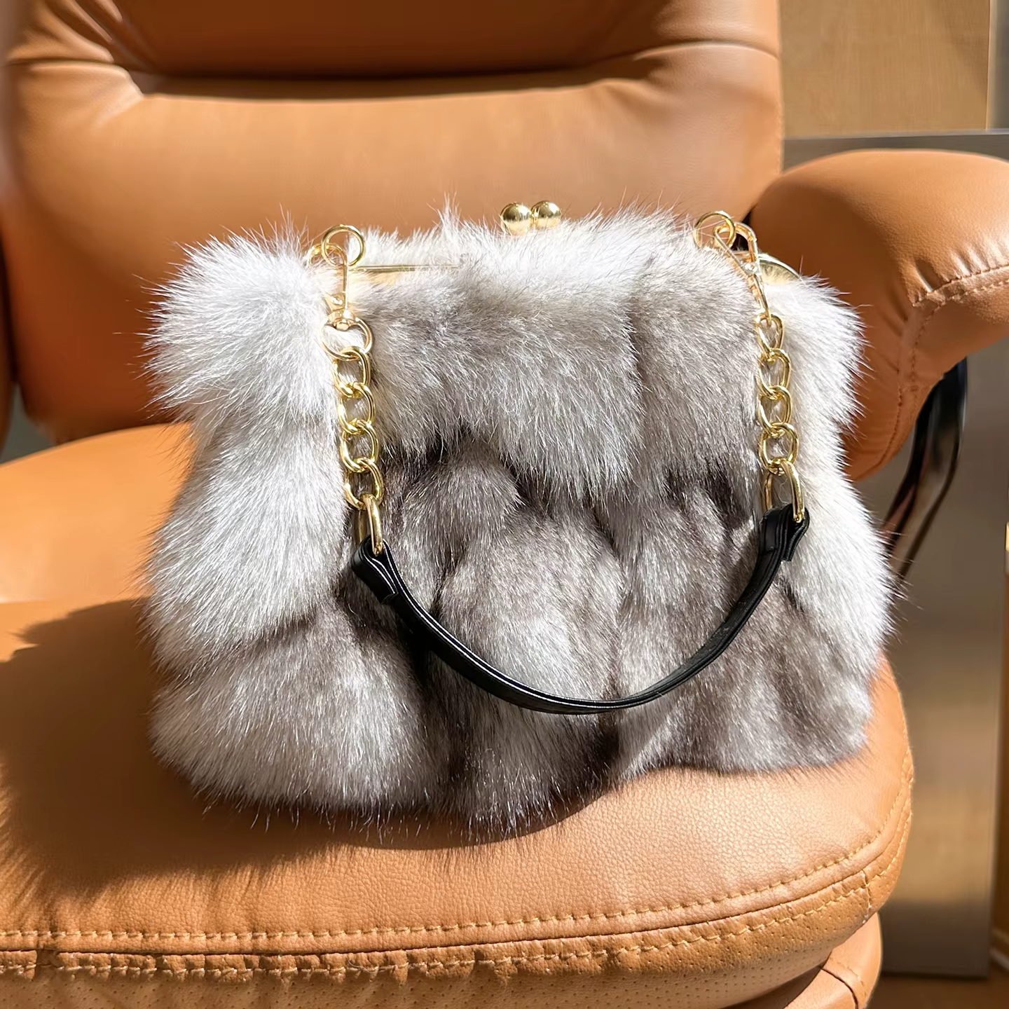 Sacs à main en vraie fourrure pour femmes, sac de luxe en fourrure de renard, sac à main en fourrure