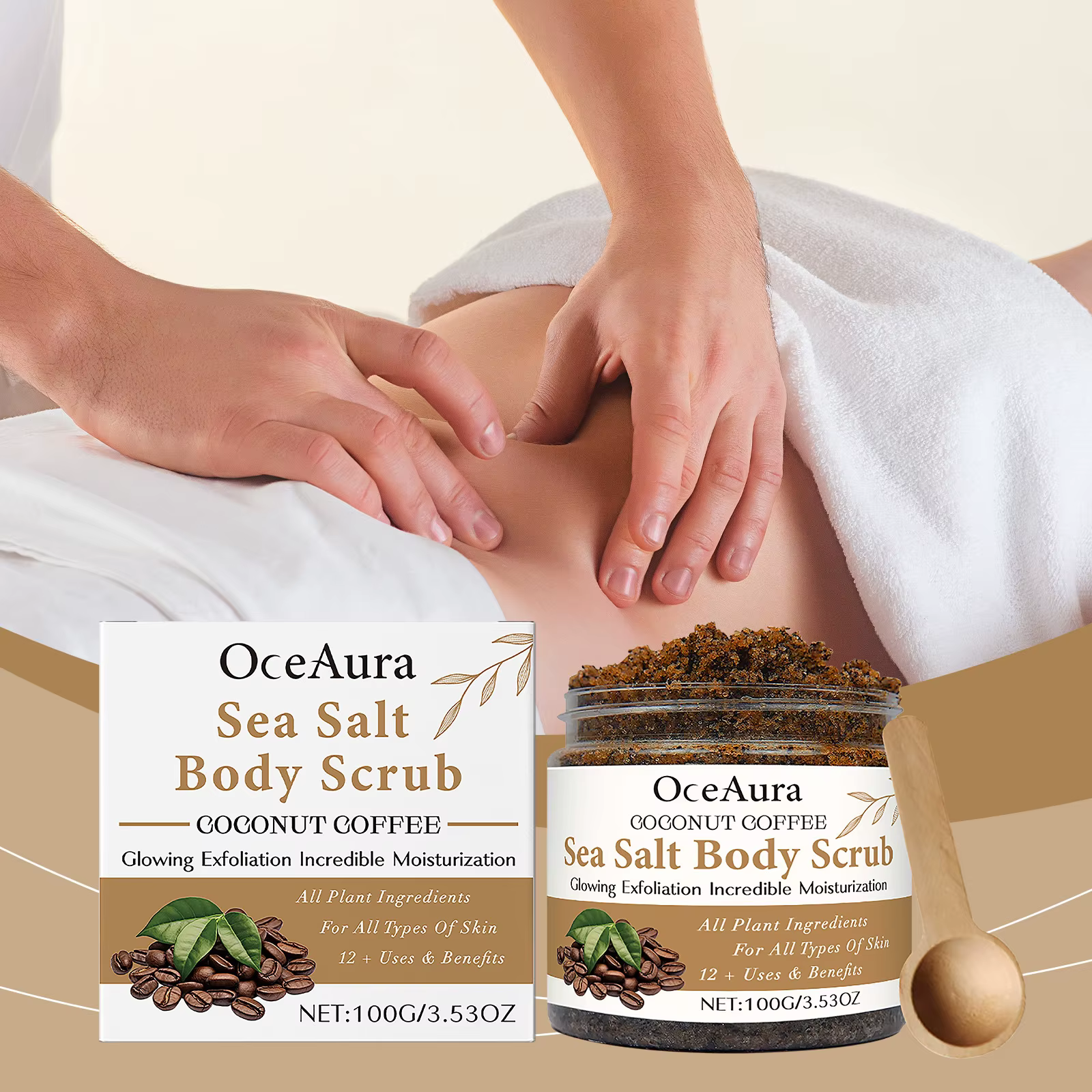 Gommage corporel au café et à la noix de coco, exfoliant doux pour les peaux mortes, hydratant et ne