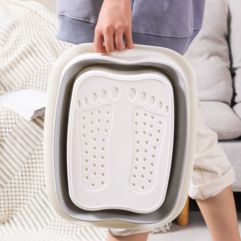 Baignoire de pieds pliable – Portable, bassin couvert avec conception ergonomique, épaississement du