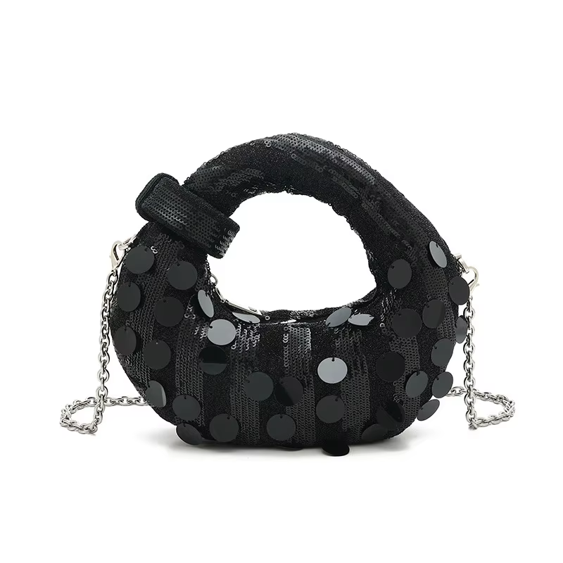 Demi-lune soirée pochette sacs de fête pour les femmes de luxe concepteur Denim gland strass sac à m