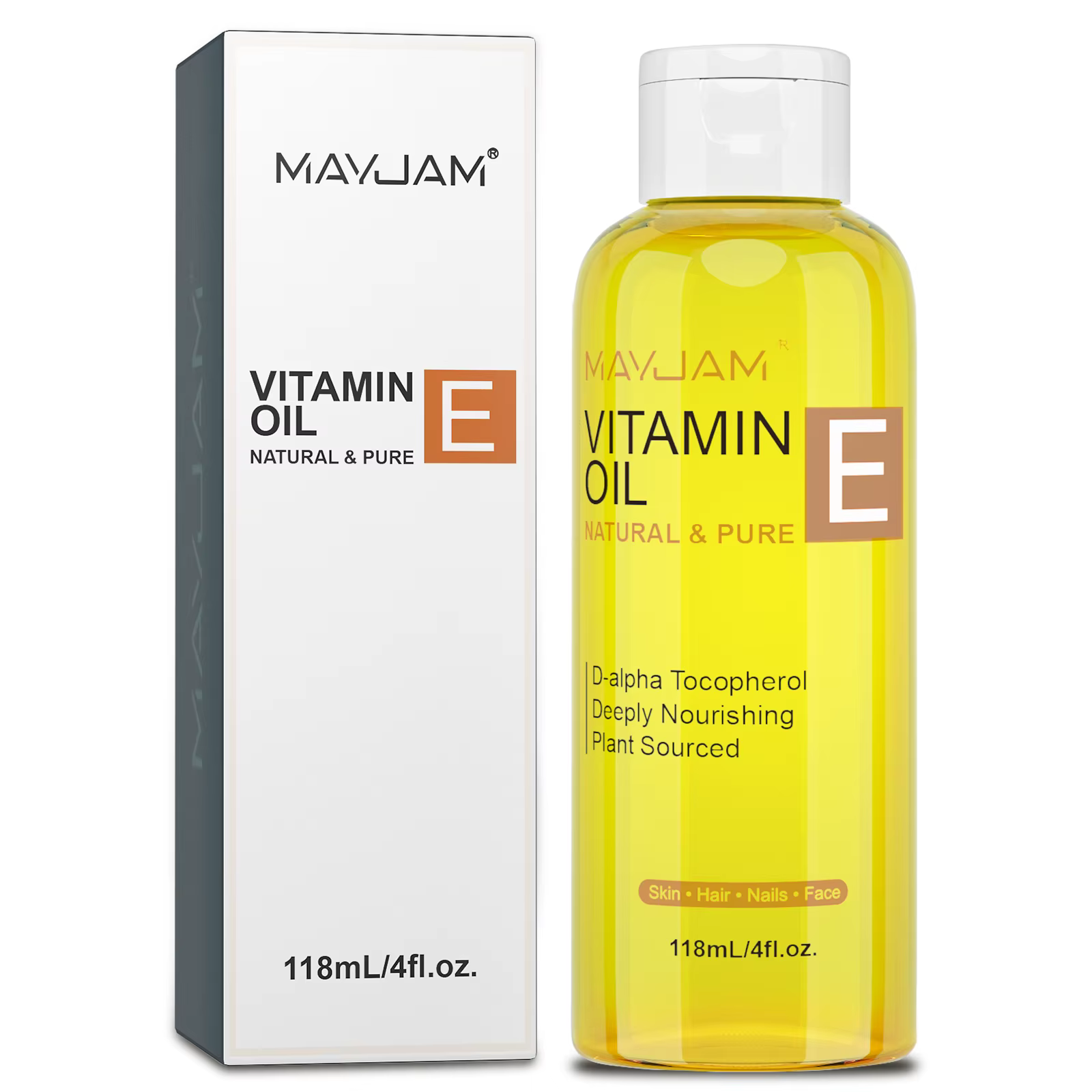 Huile de vitamine E MAYJAM 118 ml pour la peau, les cheveux et le visage, hydratante et nourrissante