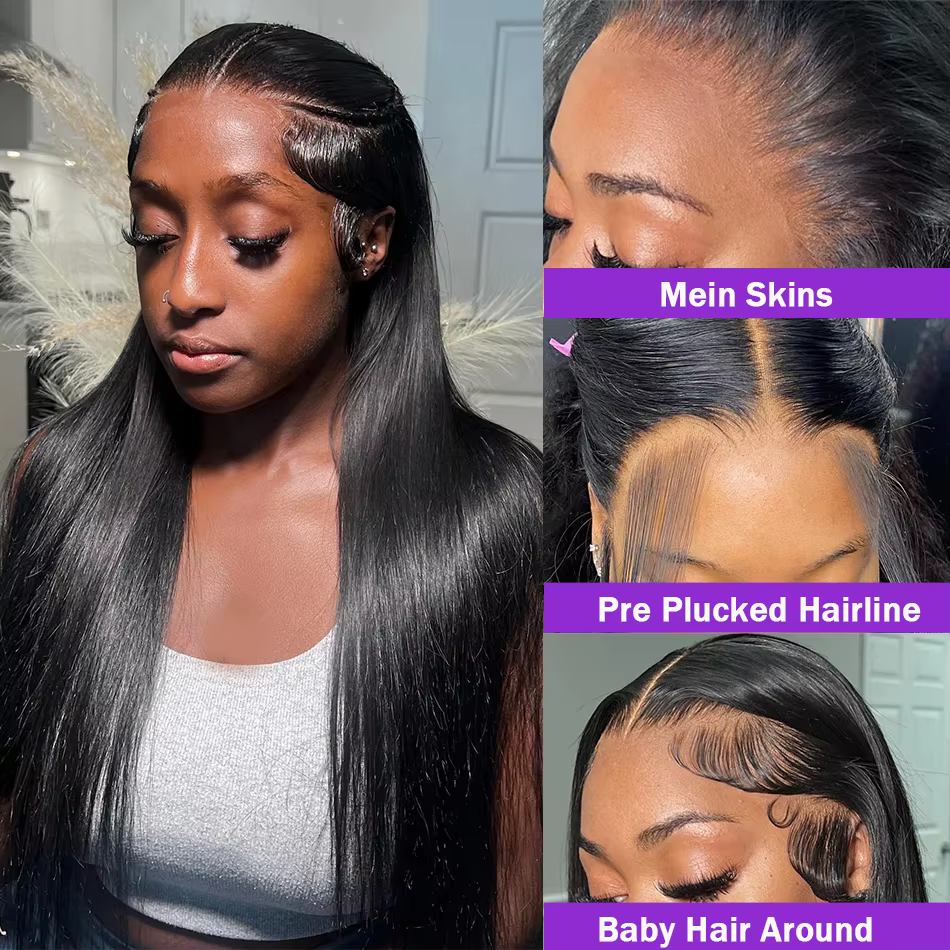 MYLOCKcloser-Perruque Lace Front Wig péruvienne naturelle lisse, 13x4, 360 de densité, 180%, pour fe
