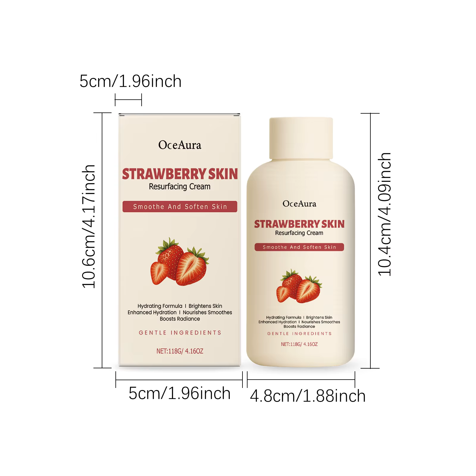 Crème pour le corps rajeunissante aux fraises, éclaircissante, peau lisse et douce, hydratante inten