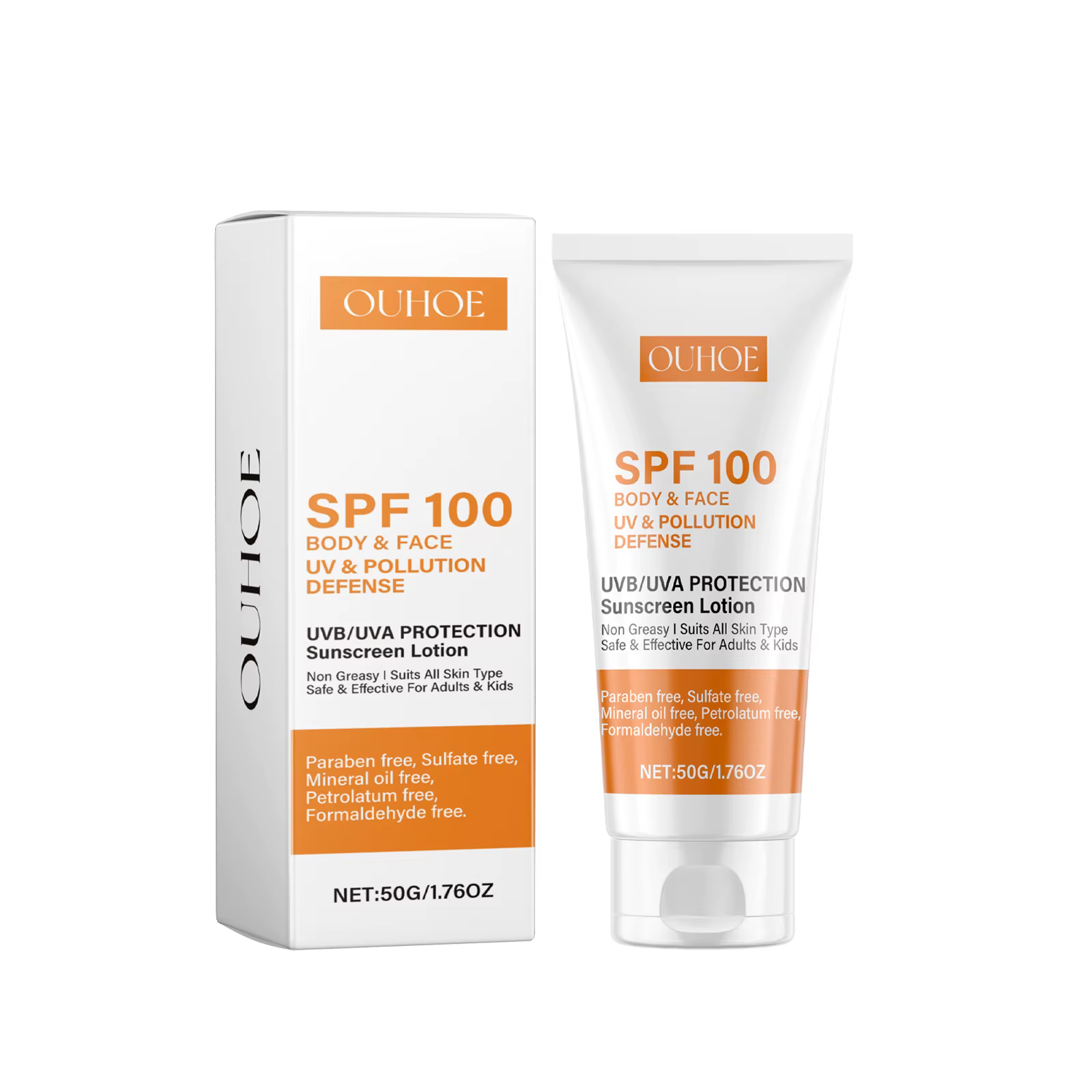 Crème solaire SPF100+ pour le visage et le corps, non grasse, protection UVA et UVB, anti-âge, pour