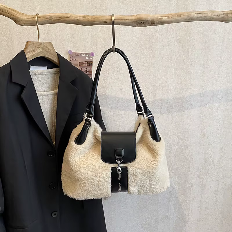 Sac à Main et Sac à Main de marque supérieure pour femmes, Sac à bandoulière en fausse fourrure de s