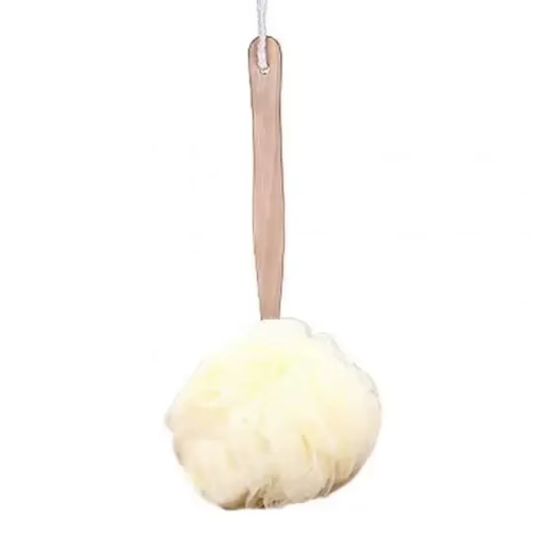 Brosse de bain avec manche en bois, maille douce, épurateur de dos, douche, nettoyant pour le corps,
