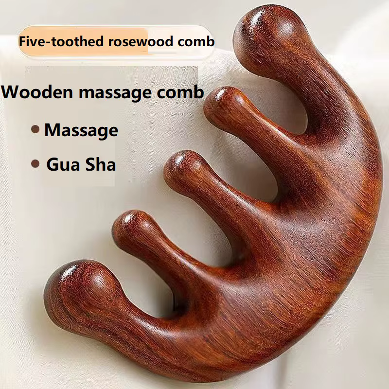 Nouveau Massage en bois masseur peigne cuir chevelu tête huile masseur cuir chevelu cheveux peigne o