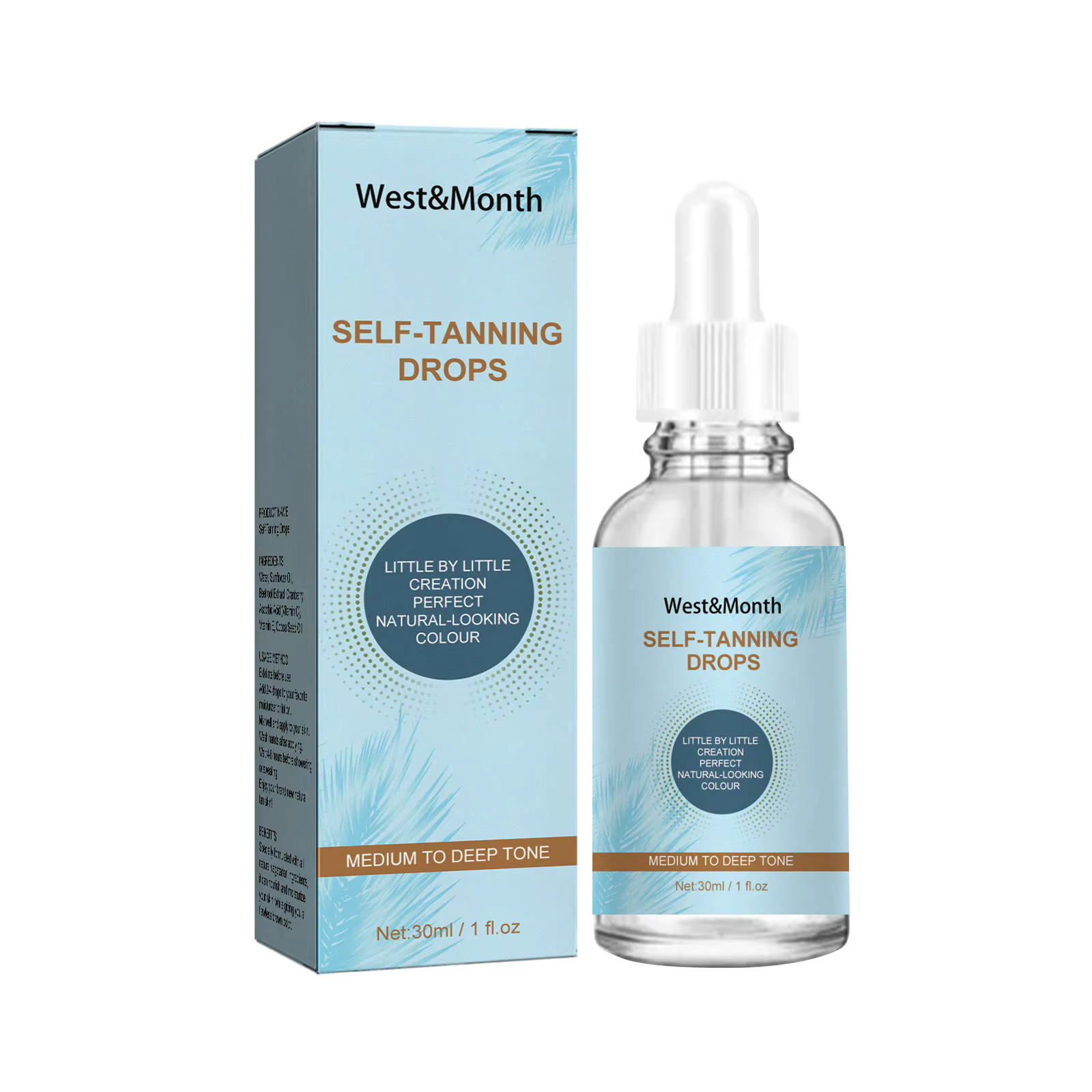 Gouttes Autobronzantes Naturelles Bronzantes pour le Corps, Peau Sans Soleil, Longue Durée, Tblown,