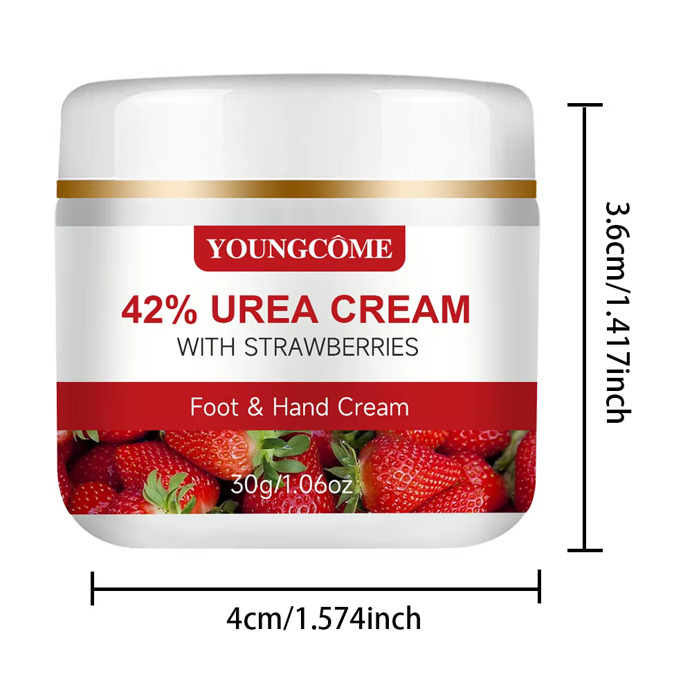 Crème pour les mains et les pieds à l'urée 42% et à la fraise, hydrate et lisse vos mains et vos pie