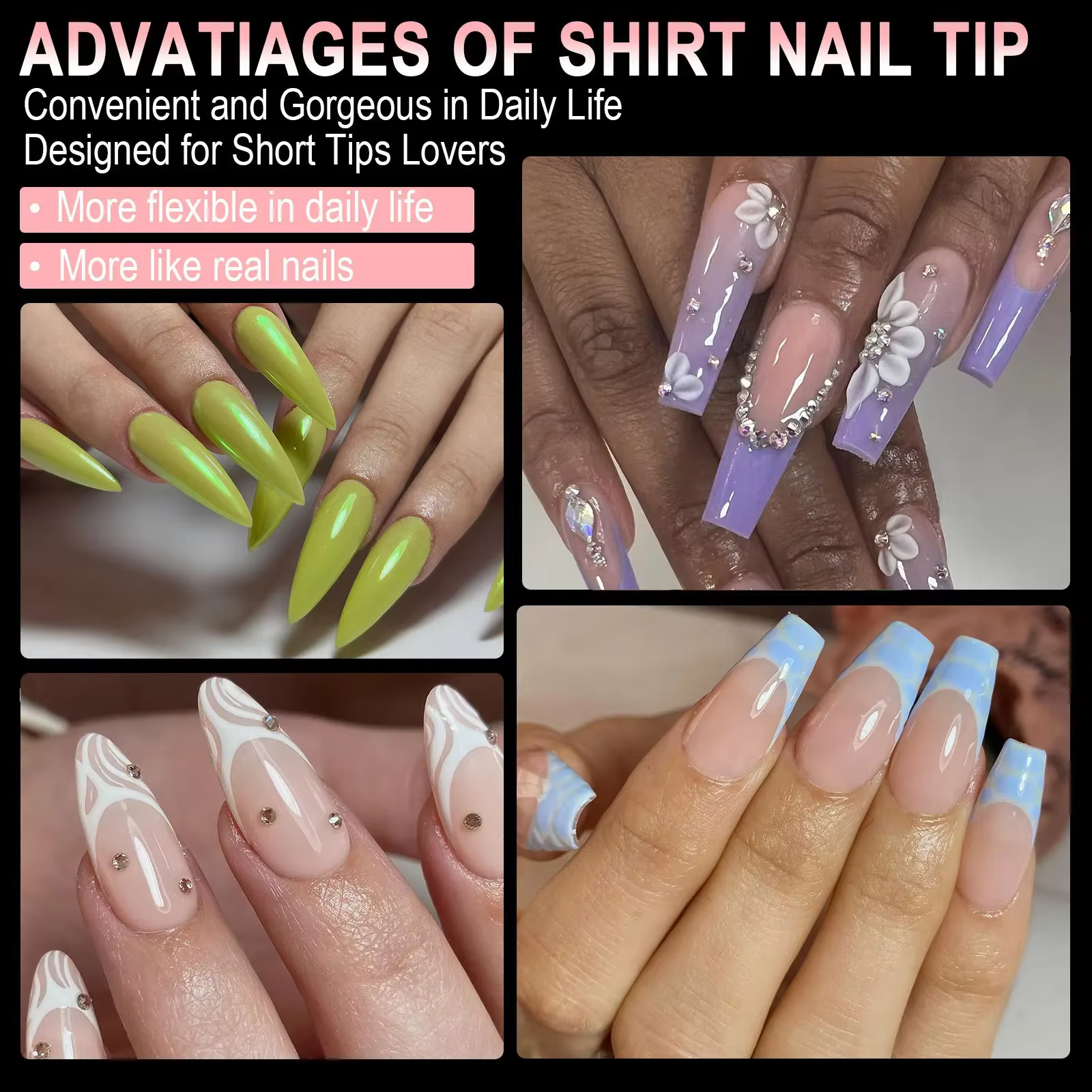 Faux ongles de luxe en Gel doux, Capsules semi-mates, cercueil français d'amande, couverture complèt