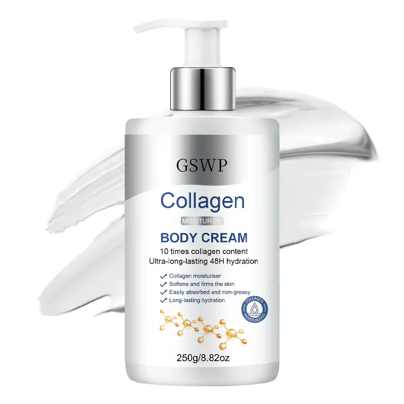 Crème hydratante pour le corps au collagène GSWP : Formule légère et non grasse, idéale pour l'été.