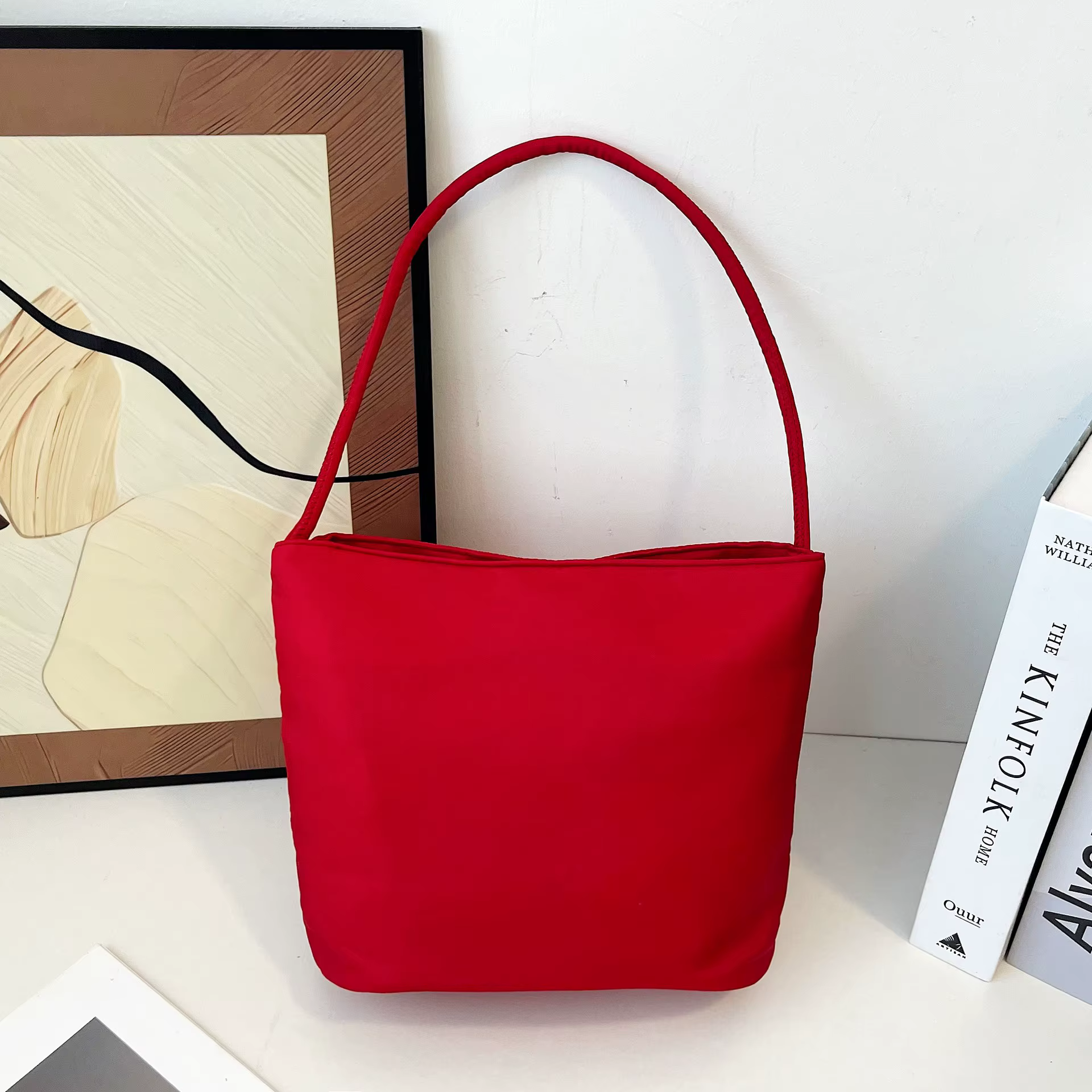 Sac à main - Sac seau en nylon pour porter sous le bras - Sac cadeau - Design coréen de niche - Sac