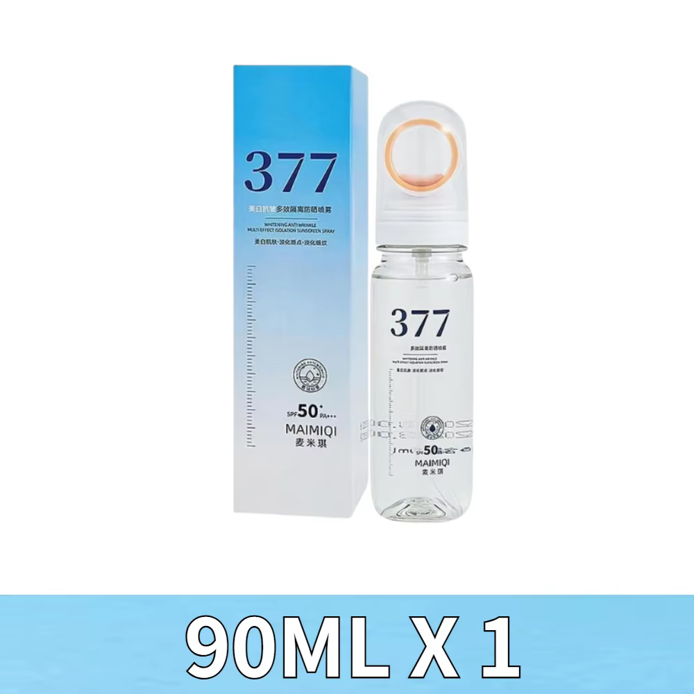 Spray solaire facial 377 SPF50+ Protection solaire hydratante éclaircissante anti-UV anti-rides pour