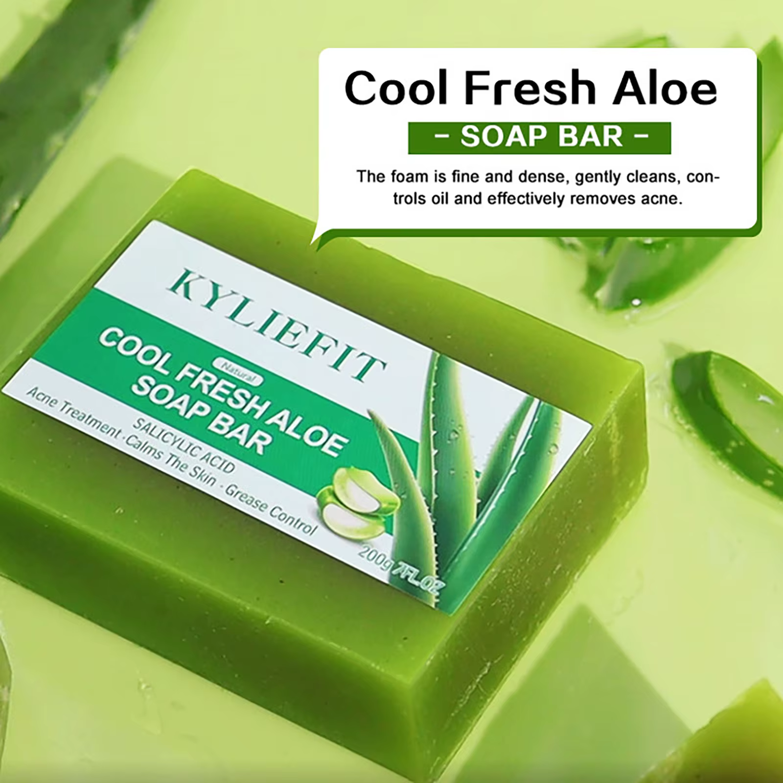 AILKE Savon blanchissant à l'aloe vera, élimine l'acné, les taches, la peau radieuse, améliore l'écl