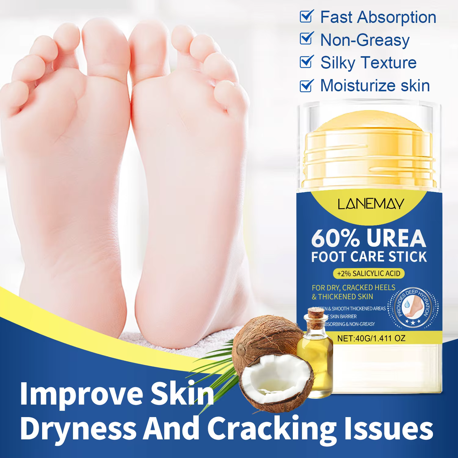 Crème anti-dessèchement pour les pieds et les mains, soin réparateur pour les peaux gercées, élimina