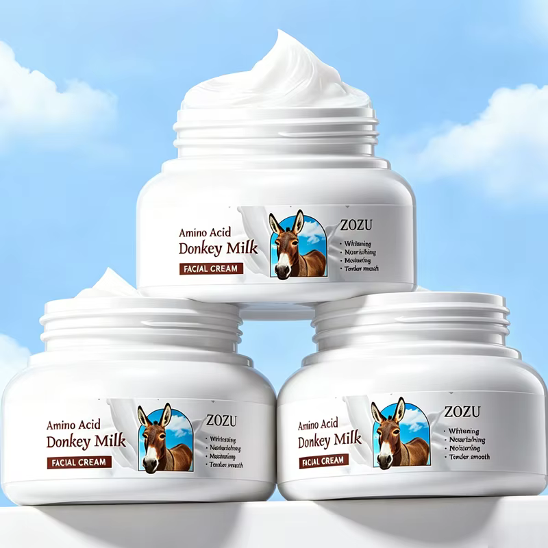 3pcs Crème pour le visage au lait d'ânesse - Forte action blanchissante, anti-âge, anti-rides, raffe