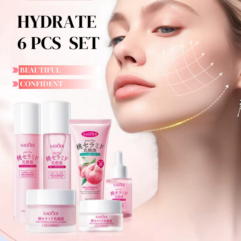Coffret de soins pour la peau Peach Skincare, coffret cadeau pour le soin du visage, contient de la 