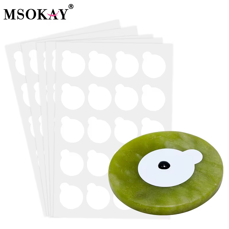 Autocollants de colle pour Extension de cils, tampons en papier et support rond en pierre de Jade, e