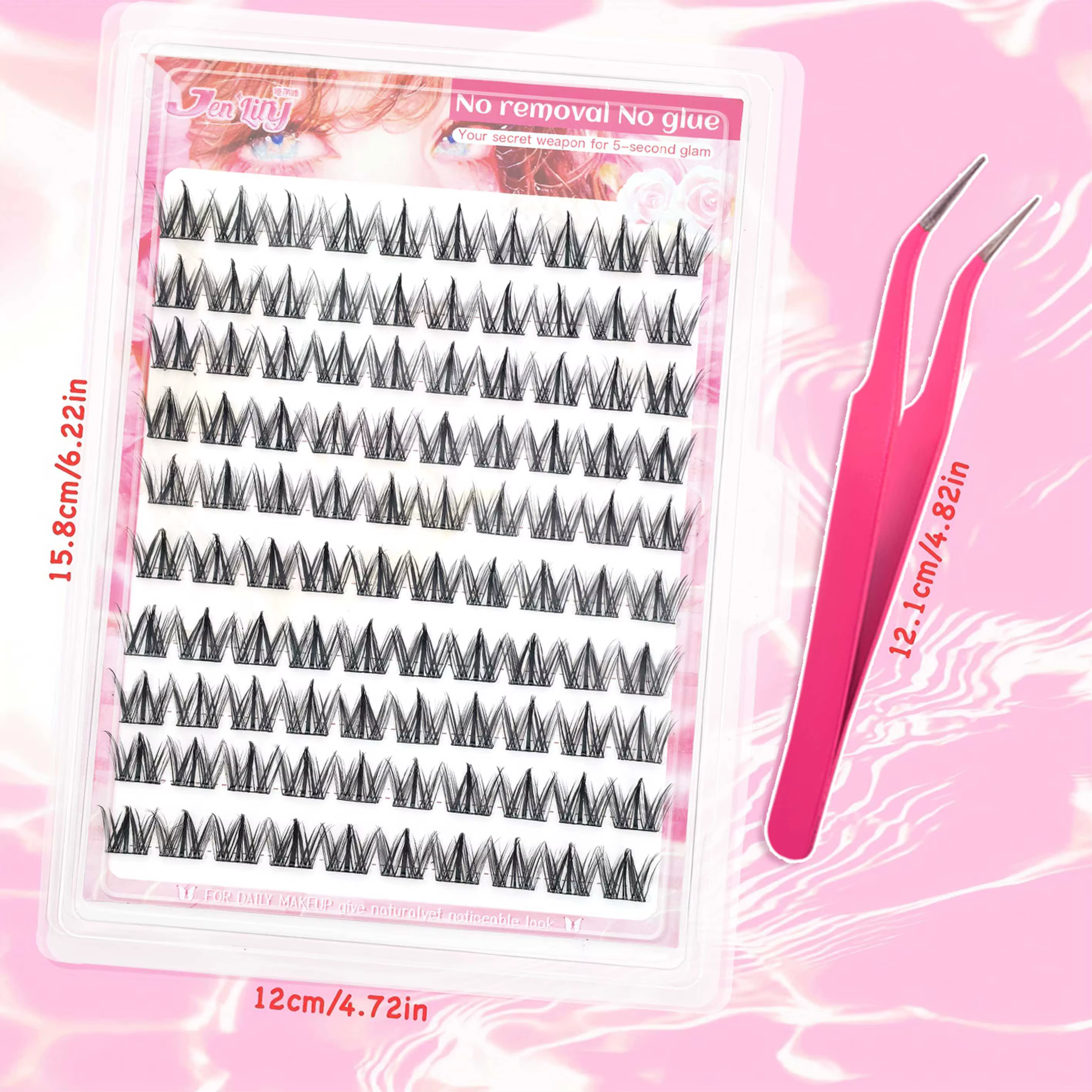 Kit d'extension de faux cils de style coréen : 100 grappes auto-adhésives, super douces et d'un aspe