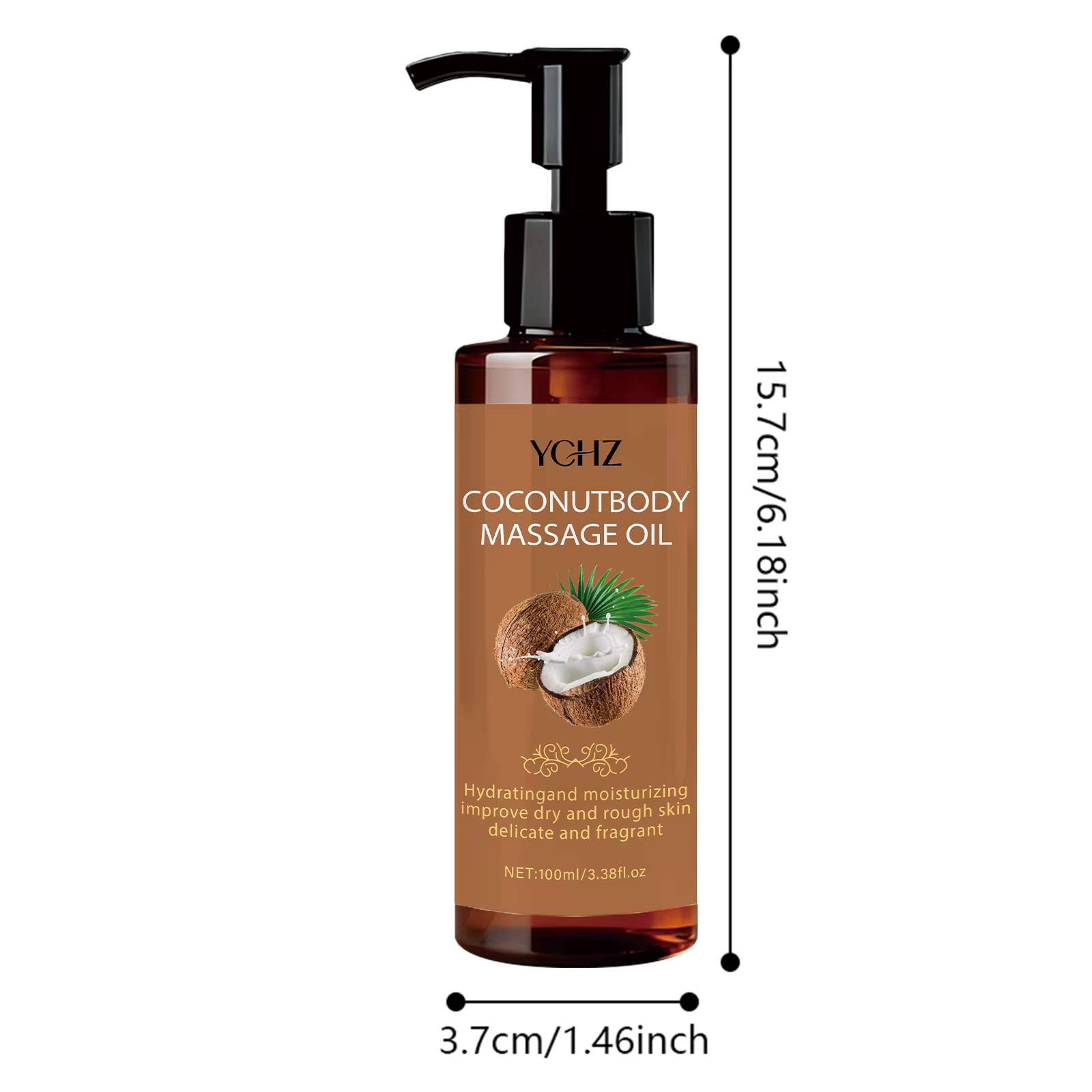 Huile de massage hydratante à la noix de coco - Hydratante et nourrissante, parfum longue durée, san