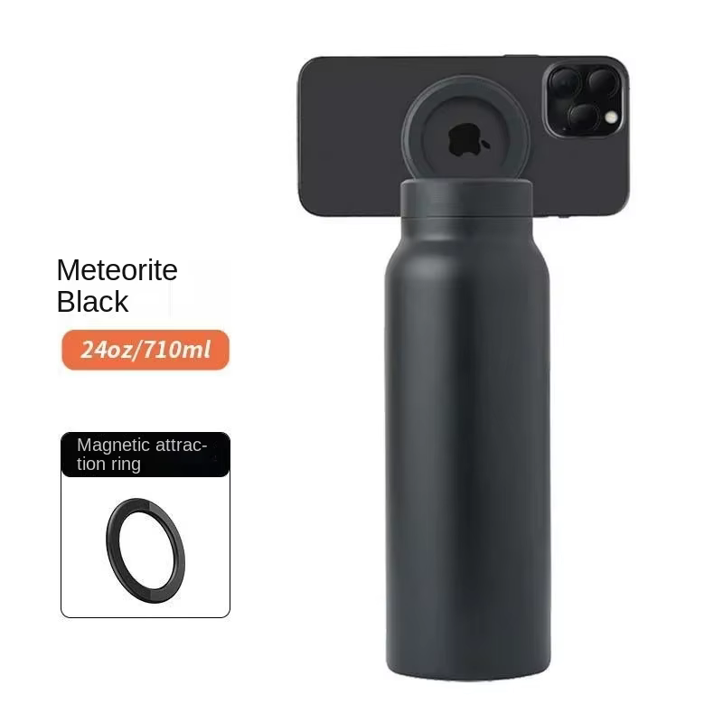 Bouteille d'eau sportive isolée pour hydratation quotidienne avec support magnétique pour téléphone