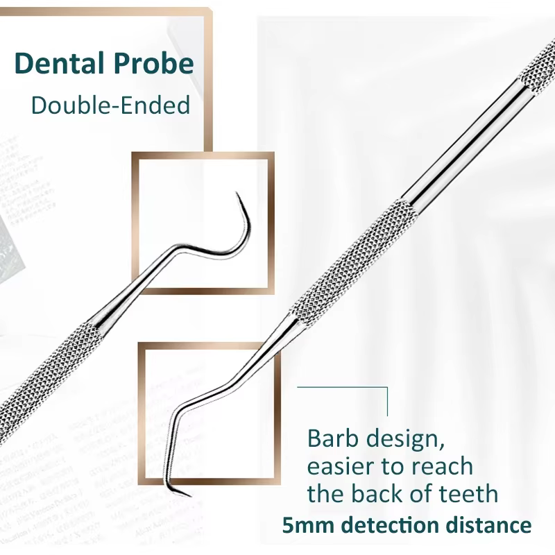 Outil de grattoir de cure-dents à double extrémité en acier inoxydable, explorer de sonde parodontal