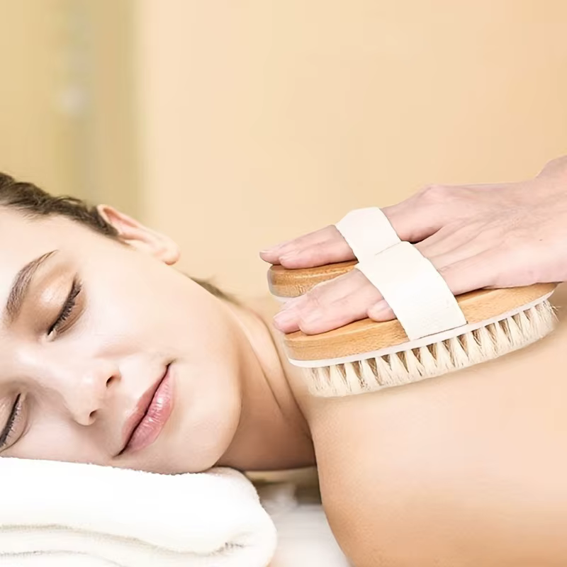 Brosse pour le corps sec avec exfolie - Poils naturelles pour un usage humide et sec | Masseur de