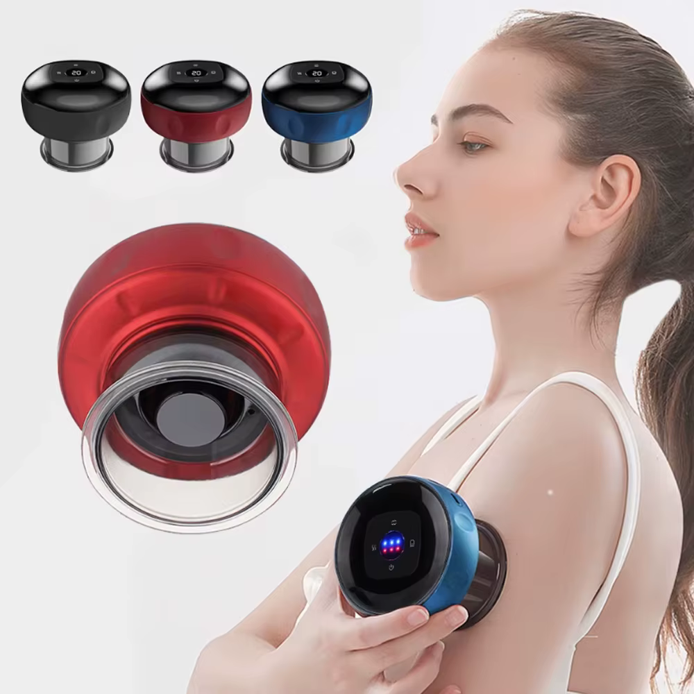 Masseur de ventouses sous vide électrique intelligent, grattoir corporel à aspiration chauffée pour